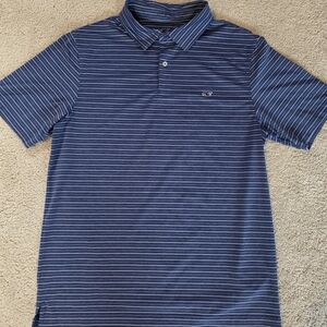 Vineyard Vines Navy Striped Polo Shirt, Mens M
